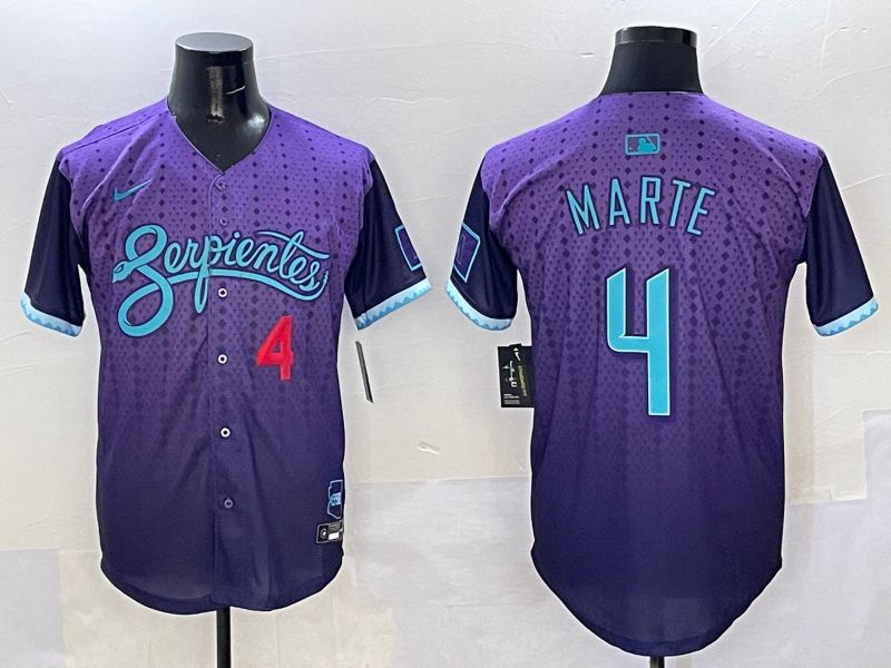 Men Arizona Diamondback #4 Marte Purple Joint Name 2025 Nike MLB Jersey style 5->arizona diamondback->MLB Jersey